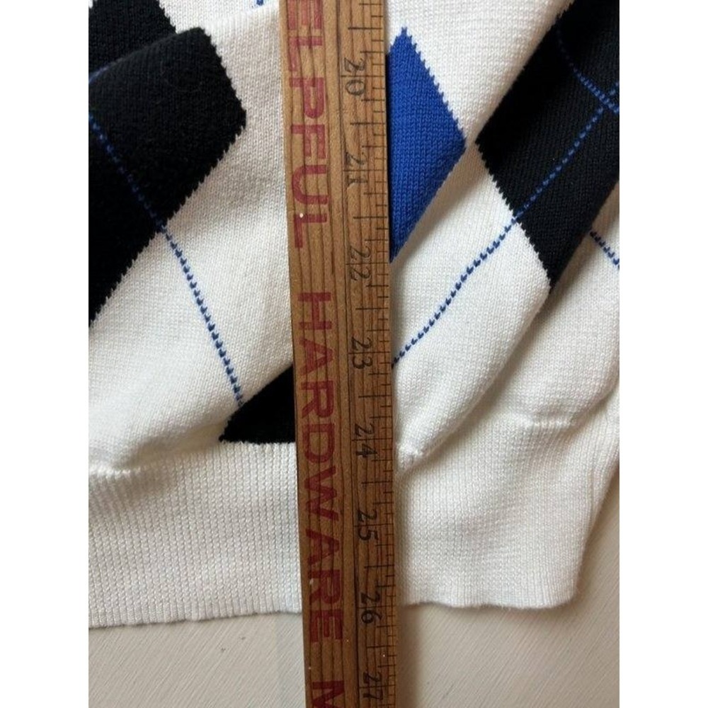 Brooks Brothers White Argyle Blue Long Sleeve‎ Sweater 1/4 Button St Andrews XL - Picture 10 of 11